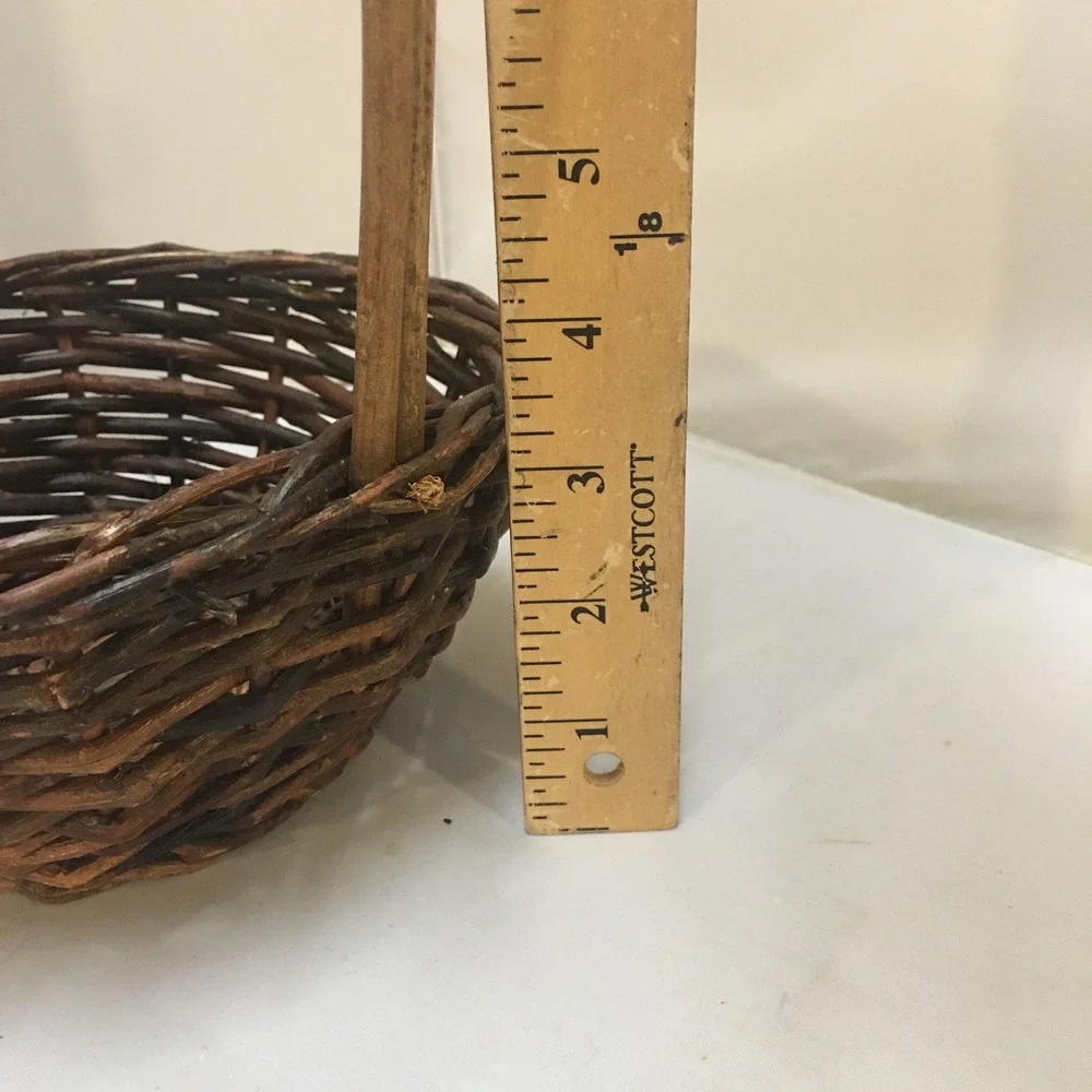 Grapevine Twig Basket Home Decor Small Brown Rustic Woven Handle Cottagecore